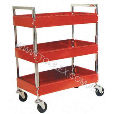 Service Cart 760 x 410 x 910 Red 3 Trays 160kg Load Capacity
