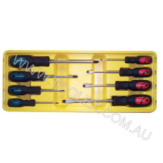  Screwdriver 8 Piece Set: Flat & Phillips Head Chrome Blades Magnetised Tips