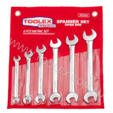  Spanner Open End 6 Piece Set: 8mm x 9mm-18mm x 19mm Double Metric Chrome with Pouch
