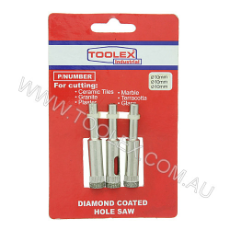  Diamond Coated Hole Saw 10mm 3 Piece Wet Cutting