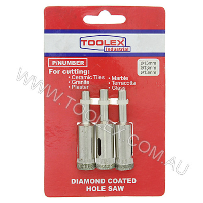 Diamond Coated Hole Saw 13mm 3 Piece Wet Cutting