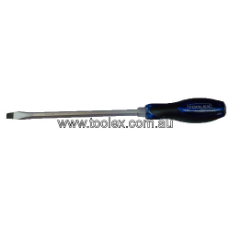  Screwdriver 200mm x 8mm Flat Blade Magnetised Chrome Hex Thru Tang Soft Grip Handle
