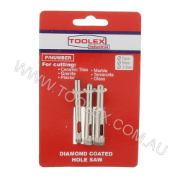 Diamond Coated Hole Saw 6mm 8 x 10mm 3 Piece Wet Cutting