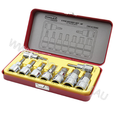 Hex Socket Set 9 Pc AF 1/2