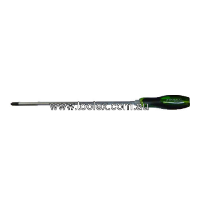 Screwdriver 300mm x 8mm x No.3 Phillips Magnetised Chrome Hex Thru Tang Soft Grip Handle