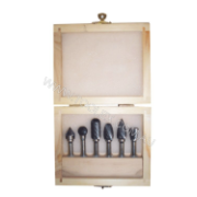 Burr Set Of 6 Pcs Carbide Timber Case Toolex Logo Fl112