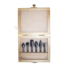  Burr Set Of 6 Pcs Carbide Timber Case Toolex Logo Fl112