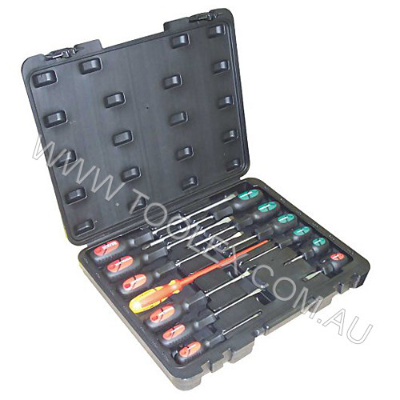 Screwdriver Set 13 Pc Rubb Hnd 8Pcesl,5Pce Posi-Drive Blow Mould Plastic Case