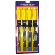Chisel Wood 4 Piece Set: 12, 19, 25, 32mm Plastic Handle 10 1/2