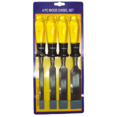  Chisel Wood 4 Piece Set: 12, 19, 25, 32mm Plastic Handle 10 1/2