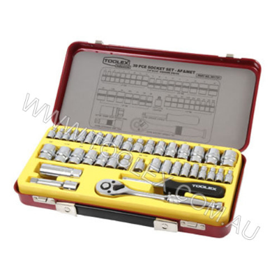 Socket Set 1/4,3/8 Dr 39pc Metal Case AF & Metric