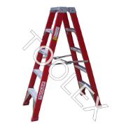 Ladder Step Double 1.5m 150kg Fibreglass Industrial Red 5ft Double Sided As/Nzs1892.3:1996