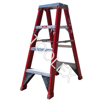 Ladder Step Double 1.2m 150kg Fibreglass Industrial Red 4ft Double Sided As/Nzs1892.3:1996