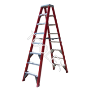Ladder Step Double 2.4m 150kg Fibreglass Industrial Red 8ft Double Sided As/Nzs1892.3:1996