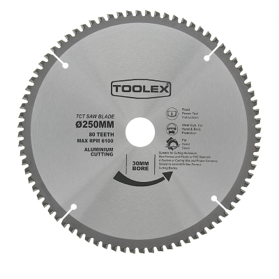 Circular Saw Blade 250MM 80TH Triple Chip Aluminium Cutting With 30MM Bore &  Two Reducing