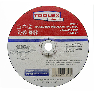 Cutting Disc 230 x 3.4 x 22mm Metal Raised Hub