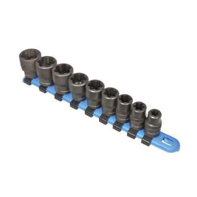 Bolt & Stud Extractor Set 9 Piece For Imperial Sizes With  3/8