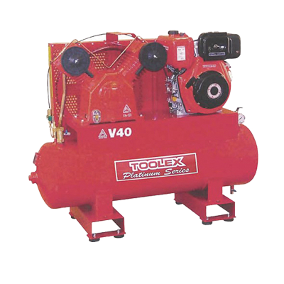 Air Compressor V40LDES-150L10 Hp Diesel Elect Start Lombadin Fusheng VA100 150L Tank 145Ps-