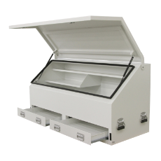  Truck Box Steel 1500 x 640 x 750 White Angled Full Front Door & 2 1/2 Drawers