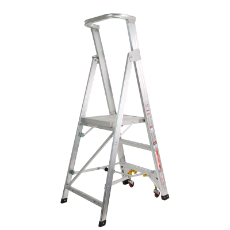  Ladder Platform Ht 0.9m 150kg Aluminium Industrial 1.8m Spring Wheel As/Nzs1892.1:1996