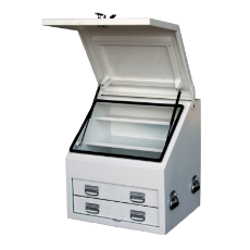  Truck Box Steel 700 x 630 x 750 White Angled Full Front Door with 2 Drawers