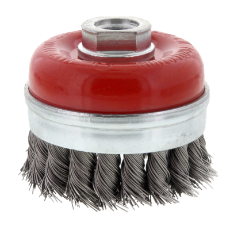 Wire Cup 75 x M14 x 2mm Twist Knot 0.5mm Steel 18 Knots 22mm Trim