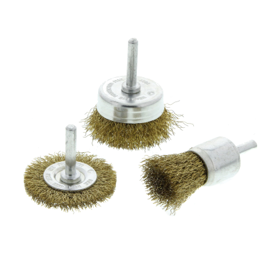 3 Piece Brush sets/brass  coated wire, course cup brush 50mmx1/4