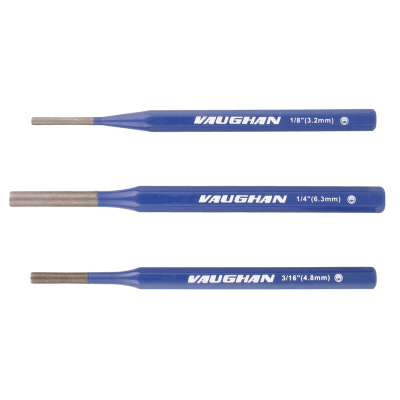 Vaughan 3 Pce Long Series Pin Punch Sets USA Heavy Duty All Steel
