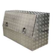 Tool Box Aluminium 1440 x 500 x 700 Checker Plate Angled Gas Struts T-Lock Handles