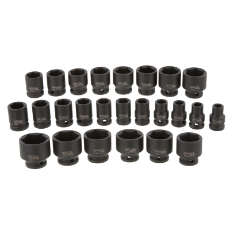  Imp Skt Set 1/2Dr 25pc Metric Impact Set CR-MO 10, 11, 12, Includes Sizes 10 To 36mm