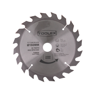 Circular Saw Blade 160mm 20TH Timber Cutting with 20mm Bore & 16mm Reducing Bush