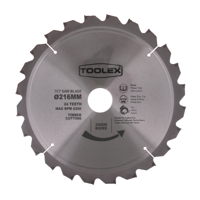 Circular Saw Blade 216MM 24TH Negative Rake Timber Cutting With 30mm Bore & 25MM Reducing