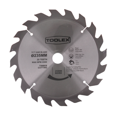 Circular Saw Blade 235MM 20TH Timber Cutting With 25MM Bore & 16MM Reducing Bush