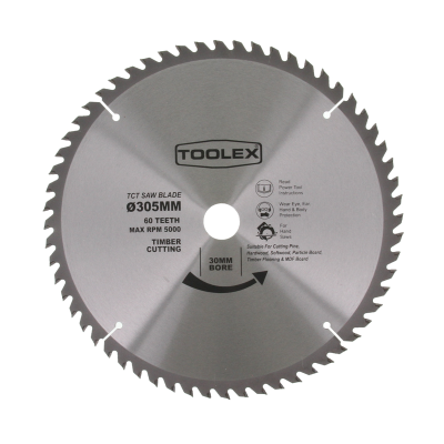 Circular Saw Blade 305MM 60TH Timber Cutting With 30MM Bore & Two Reducing Bushes 25MM & 2
