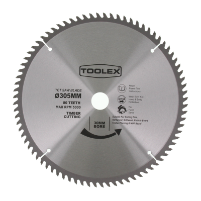 Circular Saw Blade 305MM 80TH Timber Cutting With 30MM Bore & Two Reducing Bushes 25MM & 2