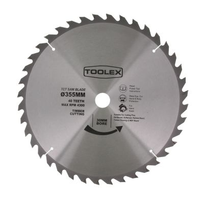 Circular Saw Blade 355MM 40TH Timber Cutting With 30MM Bore & Two Reducing Bushes 25MM & 2