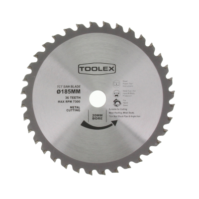 Circular Saw Blade 185mm 36T Metal Cutting Blade With 20MM Bore & 16MM Red Bush