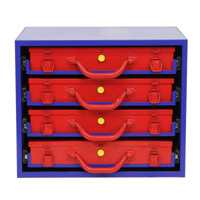 Tool Box Steel 450 x 350 x 370 Blue Multi-Level Storage Unit Includes Storage Cases