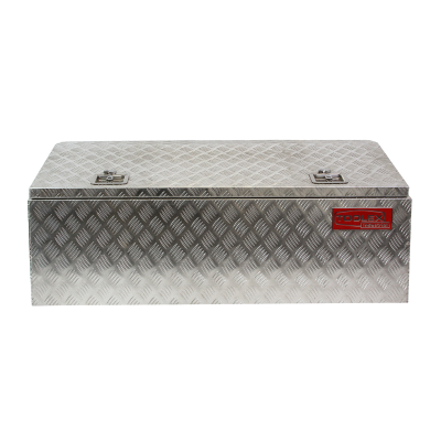 Tool Box Aluminium 1250 x 600 x 500 Checker Plate Gas Struts T-Lock Handle Low Profile