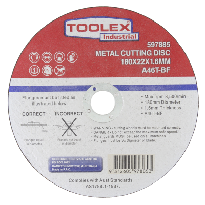 Cutting Disc 180 x 1.6 x 22mm Metal