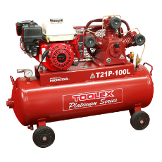  Air Compressor T21PES-100L 6.5 Hp 100L 4 Wheel Tank Elect St art Petrol Honda Fusheng 145Ps