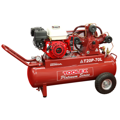 Air Compressor T20PES-70L 6.5 Hp 70L Handle Tank Elect Start Petrol Honda Fusheng 145Psi