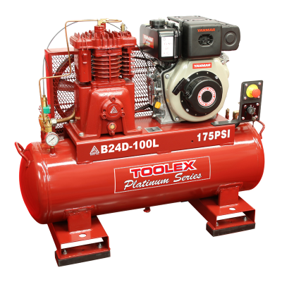 Air Compressor B24DES-100L 6.7 Hp Electrc Start Yanmar Diesel B-1 Fusheng Pump 100L Tank