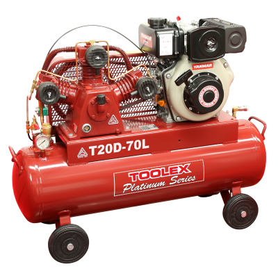 Air Compressor T20D-70L 4.7Hp Diesel Recoil Start Yanmar 145 Psi Fusheng Pump TA65 70L Tank