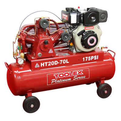 Air Compressor HT20D-70L 4.7hp Diesel Recoil Start Yanmar 175 Psi Fusheng Pump HTA65 70LTank