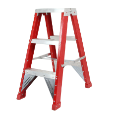  Ladder Step Double 0.9m 150kg Fibreglass Industrial Red 3ft Double Sided As/Nzs1892.3:1996