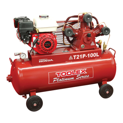 Air Compressor T21P-100L 6.5Hp Petrol Honda 4 Wheel 100L Tank TA65 Fusheng Pump 145 Psi