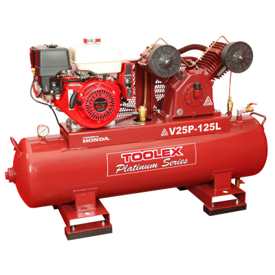 Air Compressor V25PES-125L 9Hp Petrol Honda Fusheng Pump VA80 125L Tank Electric Start 145Ps