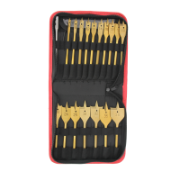 Flat Spade Bit Set 17 Piece Metric With Extension and supplied in Vinyl Pouch Ti-Nit