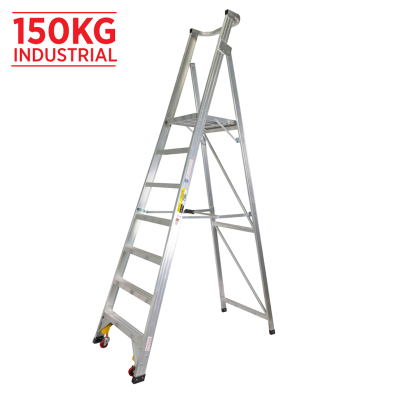 Ladder Platform Ht 2.1m 150kg Aluminium Industrial 3.0m Spring Wheel As/Nzs1892.1:1996